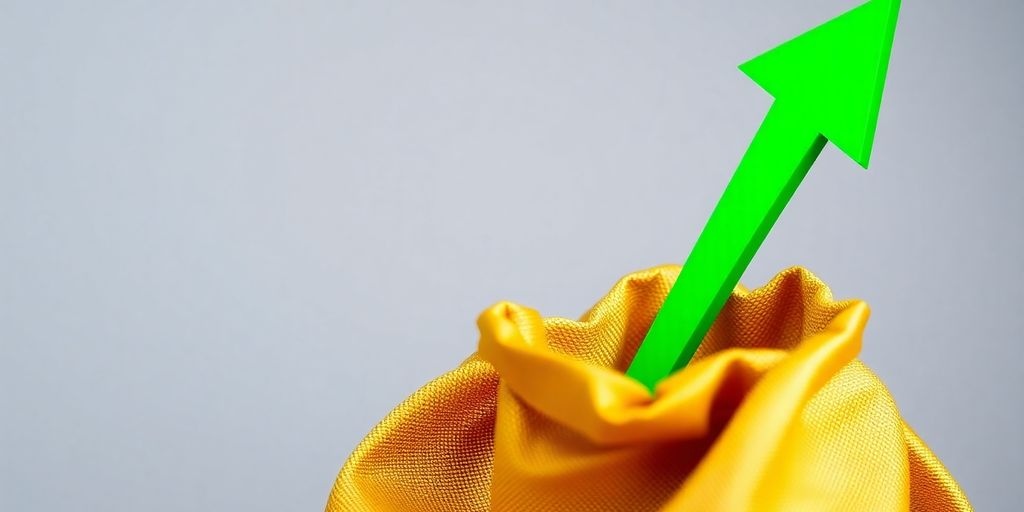 Money bag with upward arrow, signifying revenue growth.