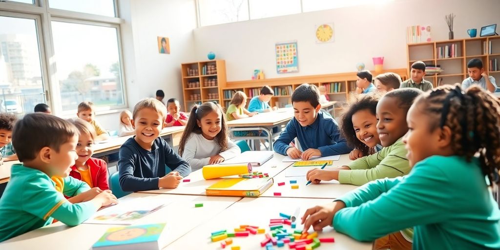 Students actively participating in a vibrant classroom setting.